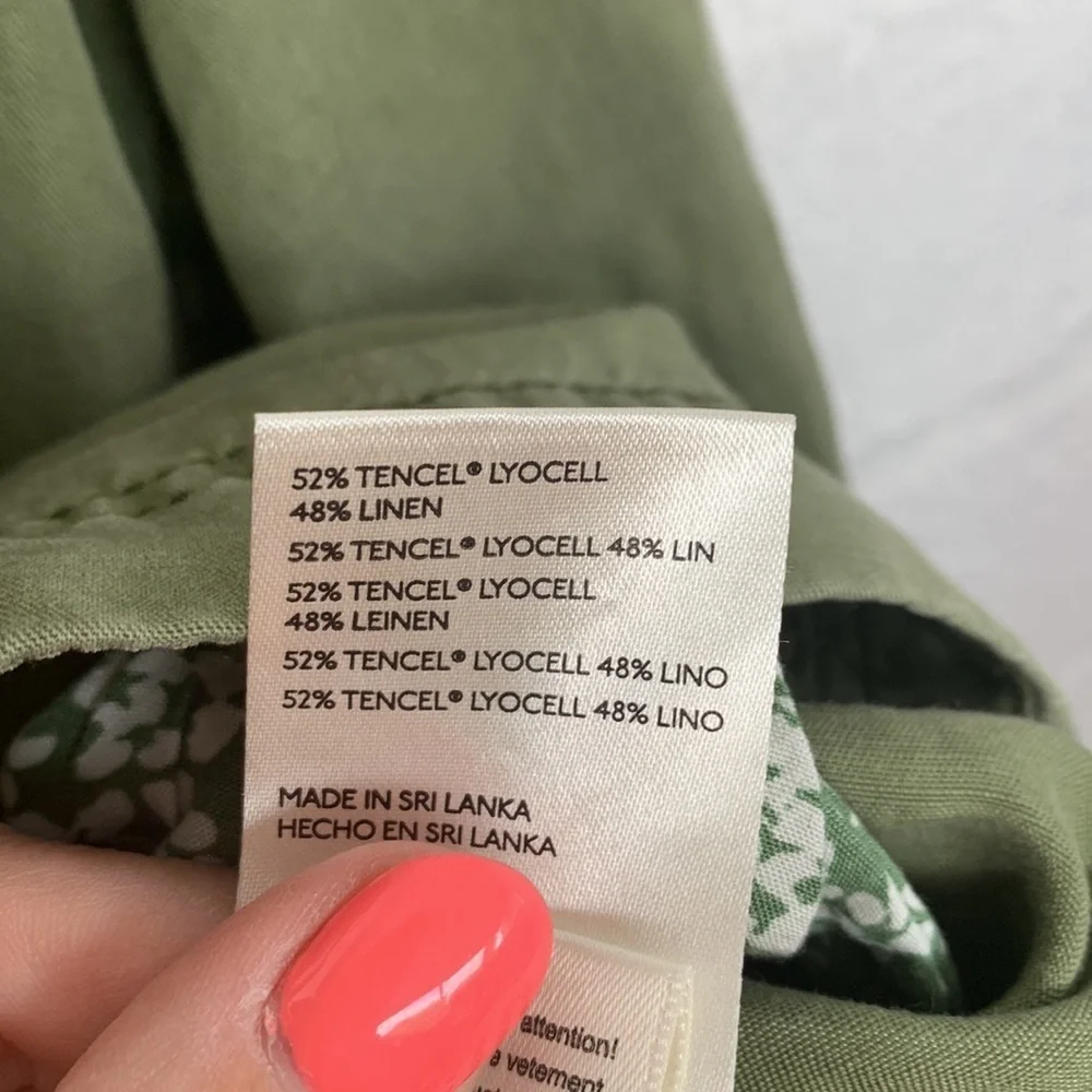 Anthropologie Linen Aviator Tencel Lyocell Green Jacket size Medium
